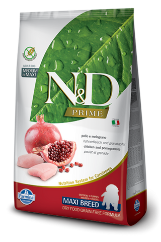 Farmina N&D Natural and Delicious Grain Free Maxi Puppy Chicken & Pomegranate Dry Dog Food