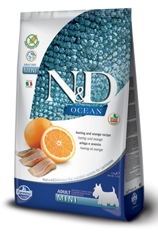 Farmina Ocean N&D Natural & Delicious Grain Free Mini Adult Herring & Orange Dry Dog Food