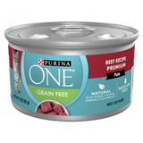 Purina ONE Grain Free Premium Pate Beef Canned Cat Food