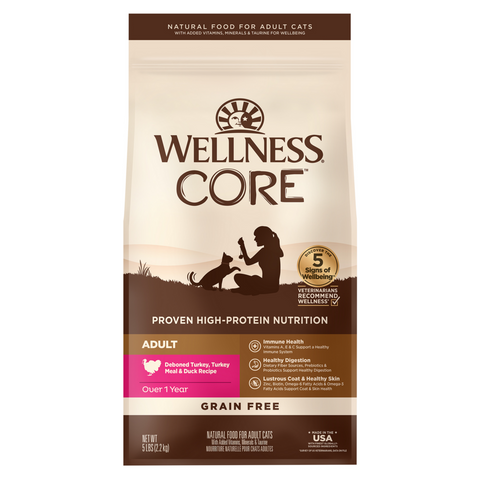 Wellness CORE Grain Free Natural Turkey, Turkey Meal, and Duck Dry Cat Food