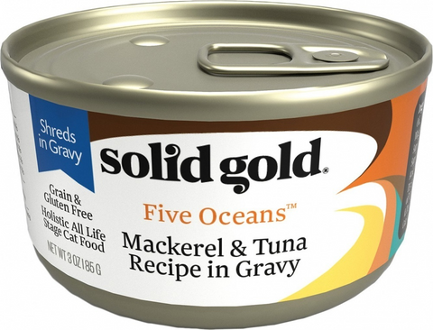 Solid Gold Five Oceans Grain Free Mackerel & Tuna in Gravy Recipe Canned Cat Food