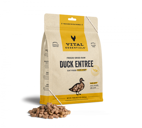 Vital Essentials Grain Free Duck Mini Nibs Freeze Dried Raw Food for Cats