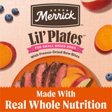 Merrick Lil Plates Small Breed Dog Food Grain Free Real Texas Beef & Sweet Potato with Raw Bites Recipe Small Dog Food