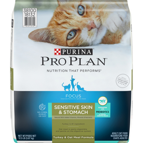 Purina Pro Plan Focus Probiotics Sensitive Skin & Stomach Turkey & Oat Meal Natural Dry Cat Food