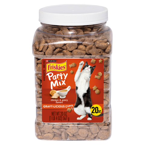 Friskies Party Mix Crunch Gravylicious Chicken & Gravy Flavors Cat Treats