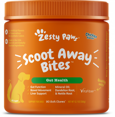 Zesty Paws Anal Gland Health Scoot Away Bites for Digestive & Immune Support Chicken Soft Chews for Dogs