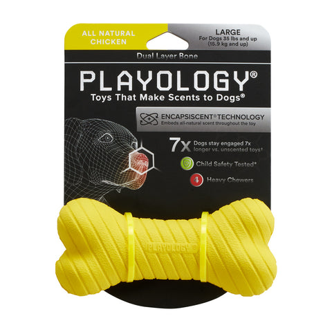Playology Dual Layer Bone Chicken Scented Dog Toy